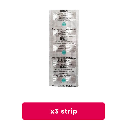 Atorvastatin 10 mg 3 Strip (10 Tablet/Strip) - Obat Rutin