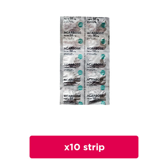 Acarbose 50 mg 10 Strip (10 Tablet/Strip) - Obat Rutin