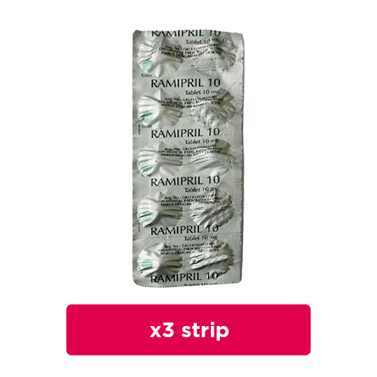 Ramipril 10 mg 3 Strip (10 Kaplet/Strip) - Obat Rutin