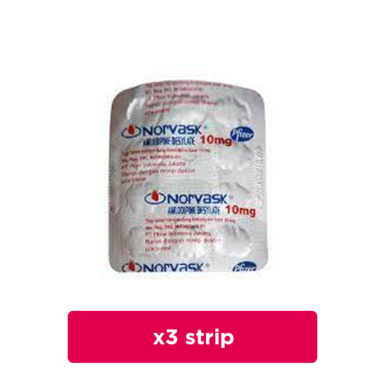 Norvask 10 mg 3 Strip (10 Tablet/Strip) - Obat Rutin