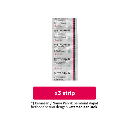 Metformin 850 mg 3 Strip (10 Tablet/Strip) - Obat Rutin