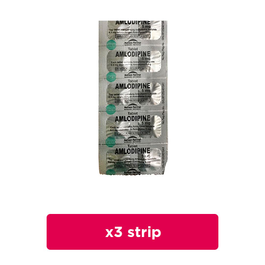 Amlodipine 5 mg 3 Strip (10 Tablet/Strip) - Obat Rutin