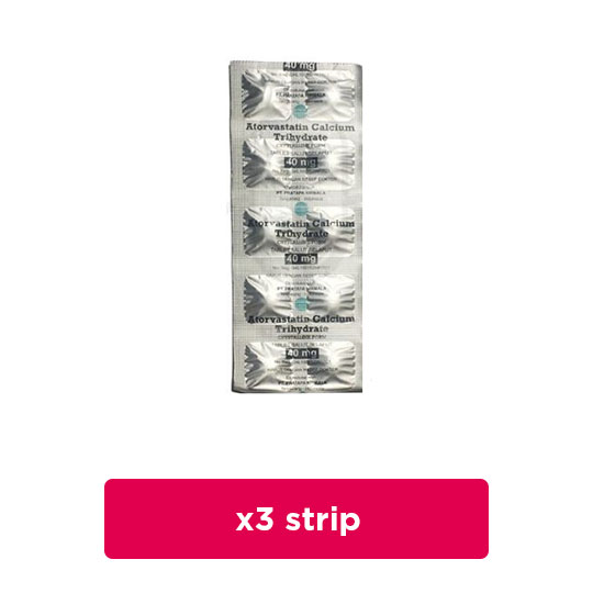 Atorvastatin 40 mg 3 Strip (10 Tablet/Strip) - Obat Rutin