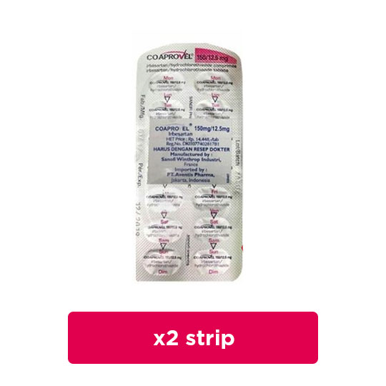 Coaprovel 150 mg/12.5 mg 2 Strip (14 Tablet/Strip) - Obat Rutin