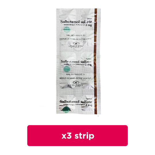 Salbutamol 2 mg 3 Strip (10 Tablet/Strip) - Obat Rutin