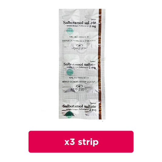 Salbutamol 2 mg 3 Strip (10 Tablet/Strip) - Obat Rutin