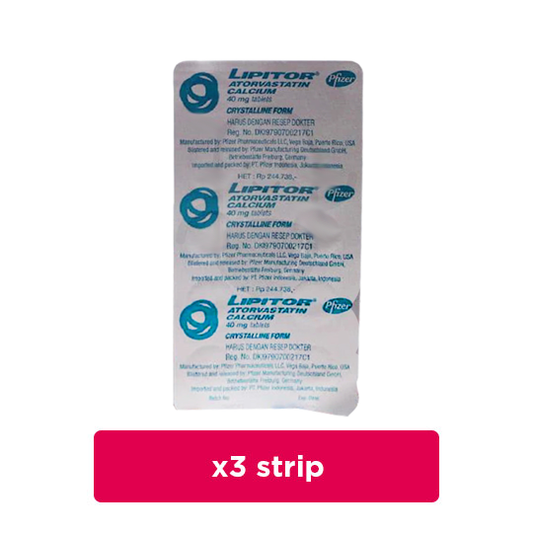 Lipitor 40 mg 3 Strip (10 Tablet/Strip) - Obat Rutin