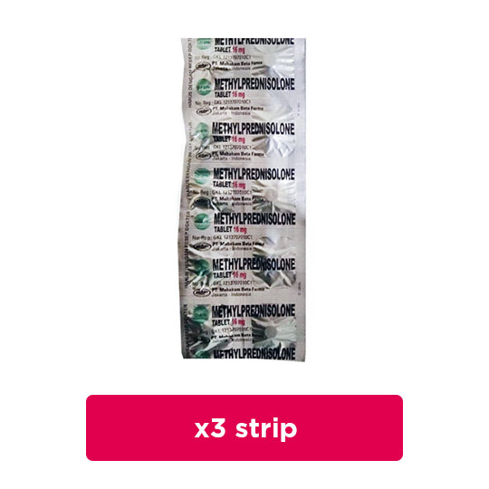 Methylprednisolone 16 mg 3 Strip (10 Tablet/Strip) - Hemat Borongan