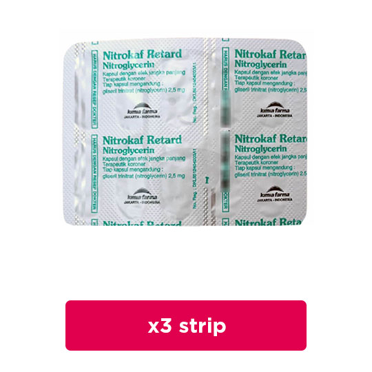 Nitrokaf Retard 2.5 mg 3 Strip (10 Kapsul/Strip) - Obat Rutin