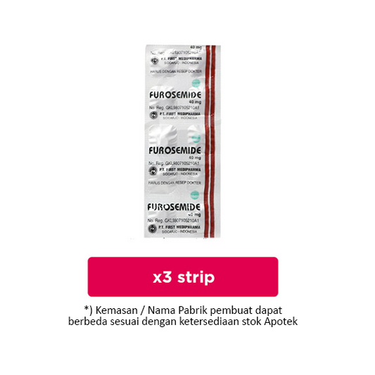 Furosemide 40 mg 3 Strip (10 Tablet/Strip) - Obat Rutin