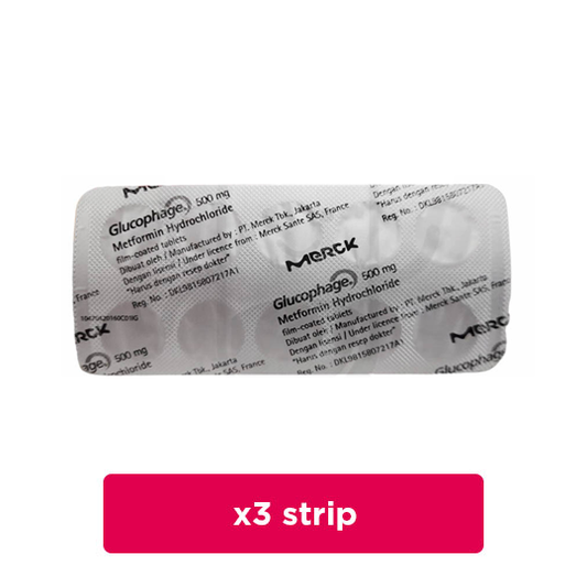 Glucophage 500 mg 3 Strip (10 Tablet/Strip) - Obat Rutin