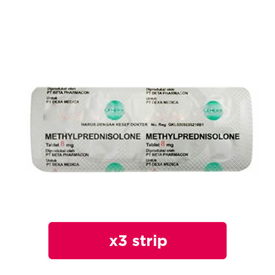 Methylprednisolone 8 mg 3 Strip (10 Tablet/Strip) - Hemat Borongan