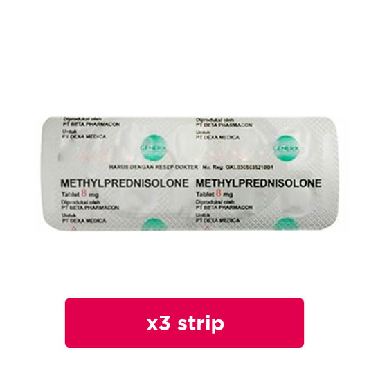 Methylprednisolone 8 mg 3 Strip (10 Tablet/Strip) - Hemat Borongan