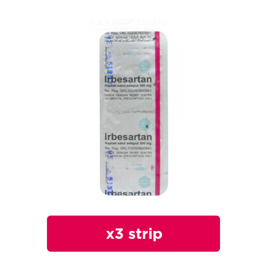 Irbesartan 300 mg 3 Strip (10 Tablet/Strip) - Obat Rutin