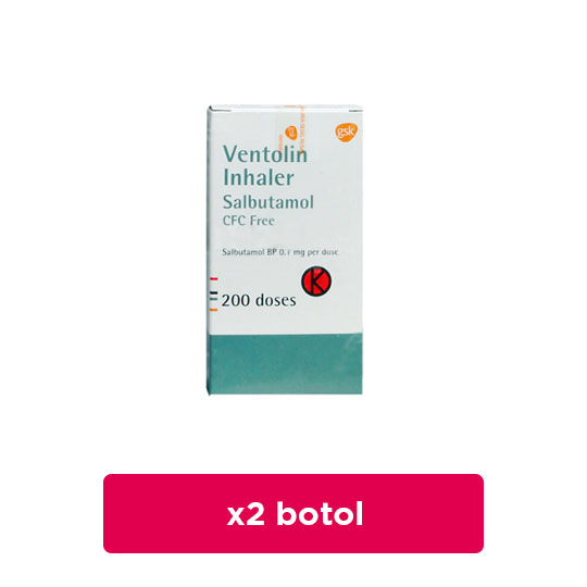 Ventolin Inhaler 100 mcg 200 Doses 2 Botol - Obat Rutin