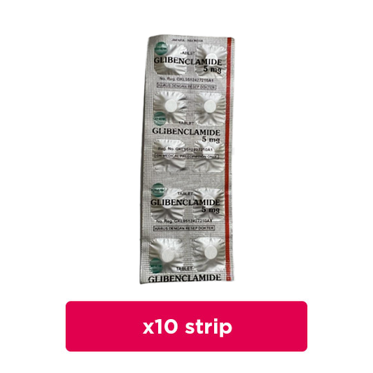 Glibenclamide 5 mg 10 Strip (10 Tablet /Strip)- Obat Rutin