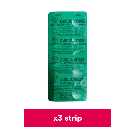 Cardio Aspirin 100 mg 3 Strip (10 Tablet/Strip) - Obat Rutin