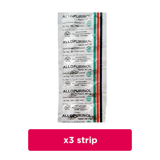 Allopurinol 300 mg 3 Strip (10 Tablet/Strip) - Hemat Borongan