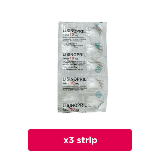 Lisinopril 10 mg 3 Strip (10 Tablet/Strip) - Obat Rutin