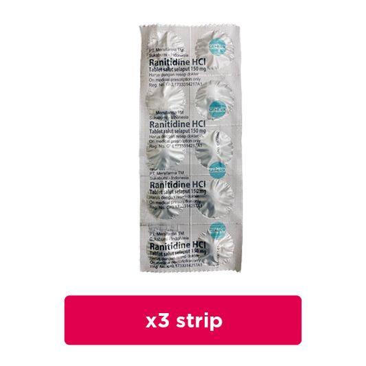 Ranitidine 150 mg 3 Strip (10 Tablet/Strip) - Hemat Borongan