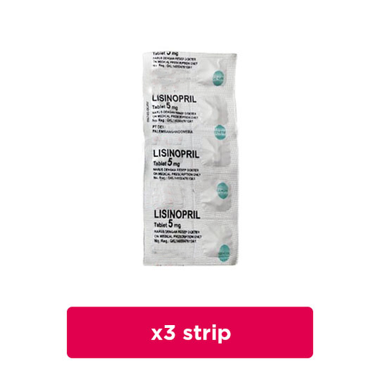 Lisinopril 5 mg 3 Strip (10 Tablet/Strip) - Obat Rutin