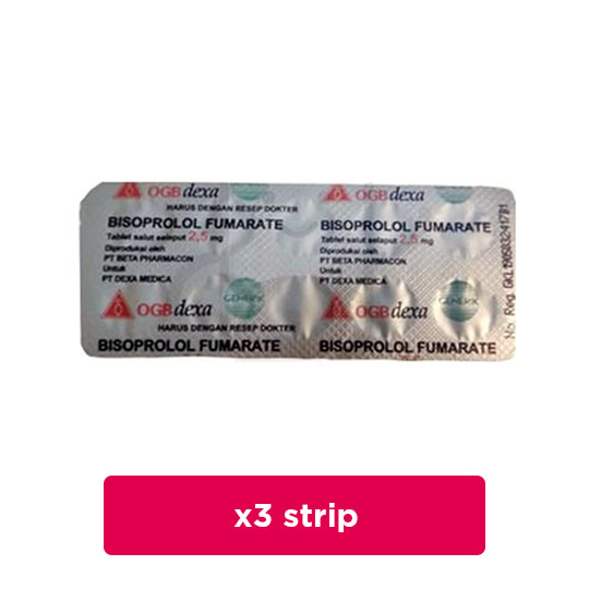 Bisoprolol 2.5 mg 3 Strip (10 Tablet/Strip) - Obat Rutin