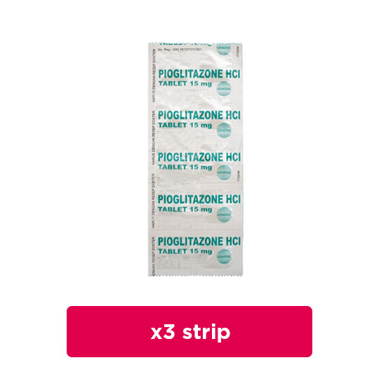 Pioglitazone HCl 15 mg 3 Strip (10 Tablet/Strip) - Obat Rutin