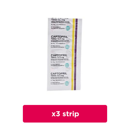 Captopril 12.5 mg 3 Strip (10 Tablet/Strip) - Obat Rutin