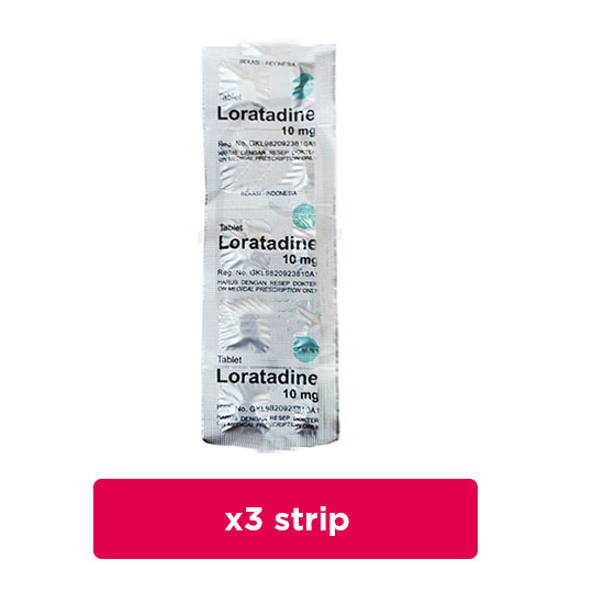 Loratadine 10 mg 3 Strip (10 Tablet/Strip) - Hemat Borongan