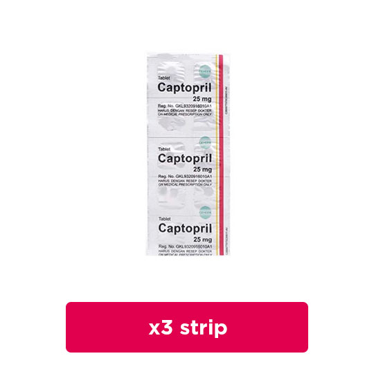 Captopril 25 mg 3 Strip (10 Tablet/Strip) - Obat Rutin