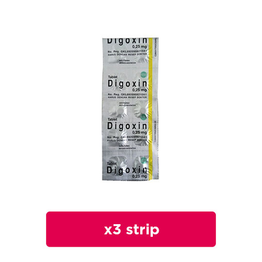 Digoxin 0.25 mg 3 Strip (10 Tablet/Strip) - Obat Rutin