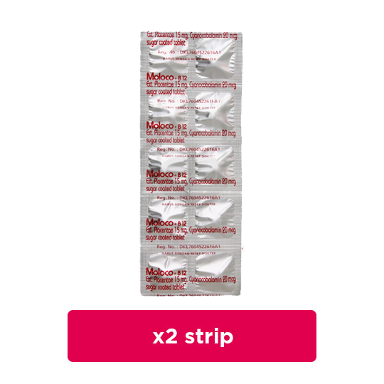 Moloco Plus B12 2 Strip (10 Tablet/Strip) - Hemat Borongan