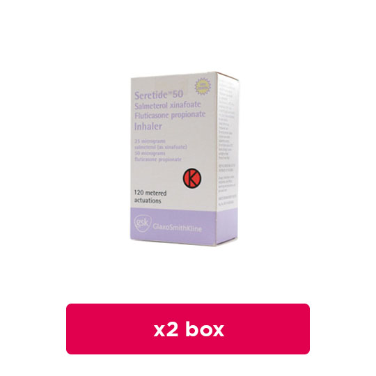 Seretide Inhaler 25/50 mcg 120 Dosis 2 Box (1 Canister/Box) - Obat Rutin