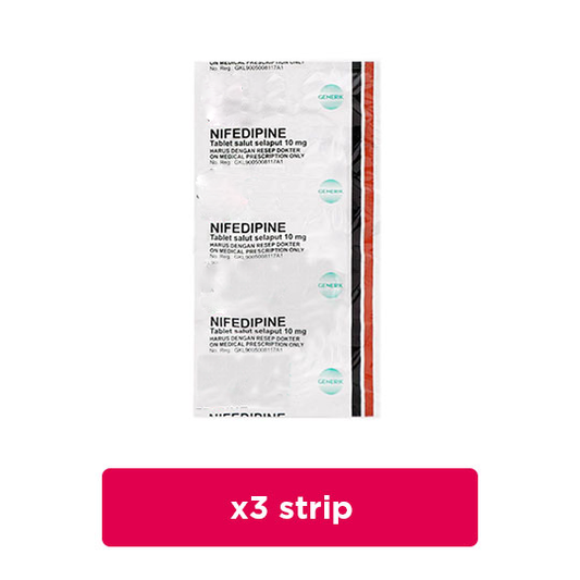 Nifedipine 10 mg 3 Strip (10 Tablet/Strip) - Obat Rutin