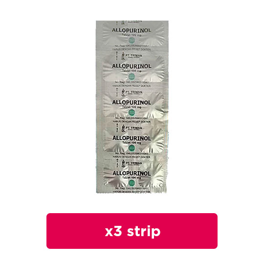 Allopurinol 100 mg 3 Strip (10 Tablet/Strip) - Hemat Borongan