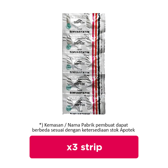 Simvastatin 10 mg 3 Strip (10 Tablet/Strip) - Obat Rutin