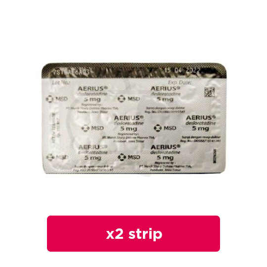 Aerius 5 mg 2 Strip (15 Tablet/Strip) - Hemat Borongan