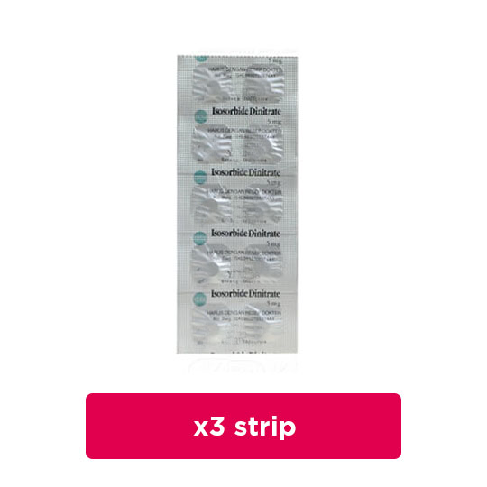 Isosorbide Dinitrate 5 mg 3 Strip (10 Tablet/Strip) - Obat Rutin