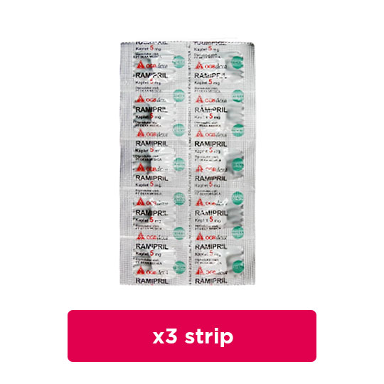 Ramipril 5 mg 3 Strip (10 Kaplet/Strip) - Obat Rutin