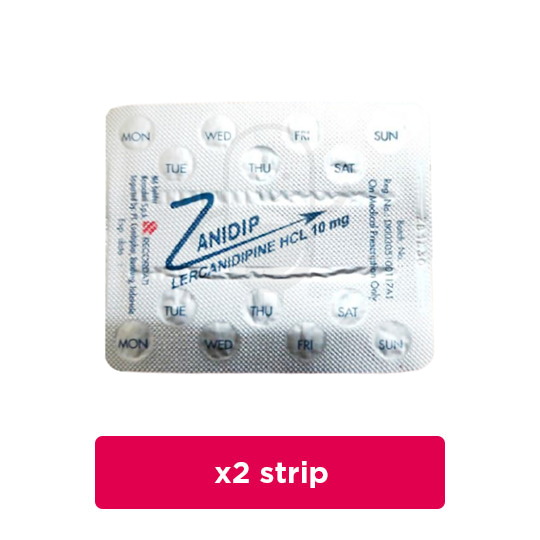 Zanidip 10 mg 2 Strip (14 Tablet/Strip) - Obat Rutin