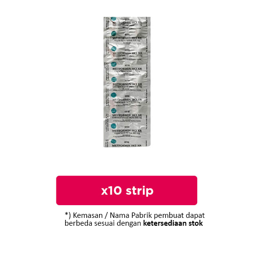 Metformin 500 mg 10 Strip (10 Tablet/Strip) - Obat Rutin