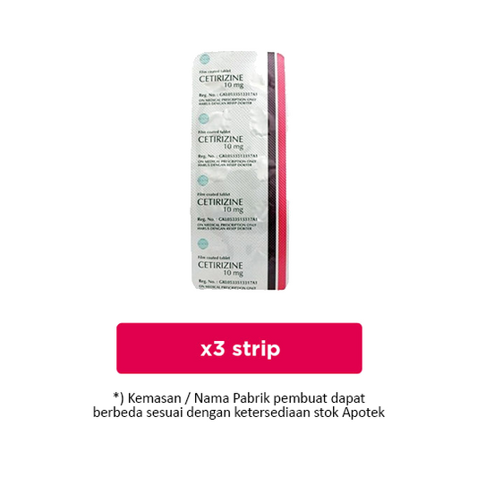 Cetirizine 10 mg 3 Strip (10 Tablet/Strip) - Hemat Borongan