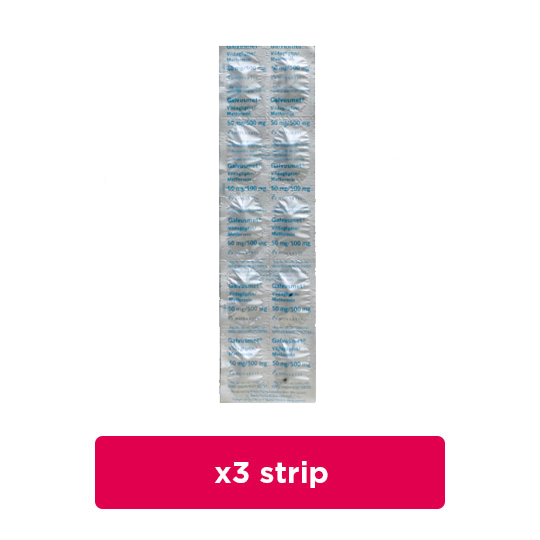 Galvusmet 50 mg/850 mg 3 Strip (10 Tablet/Strip) - Obat Rutin