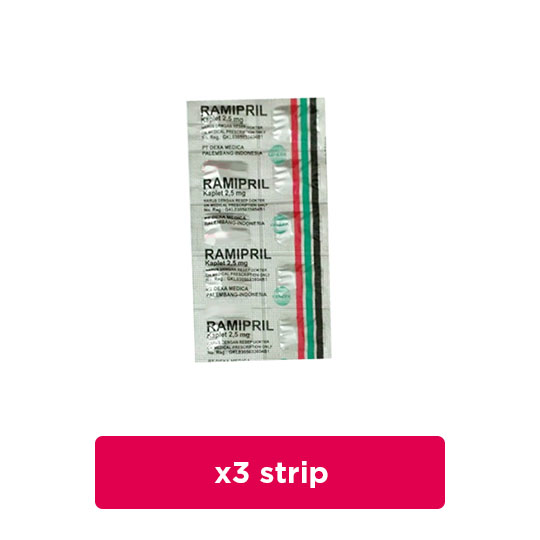 Ramipril 2.5 mg 3 Strip (10 Kaplet/Strip) - Obat Rutin