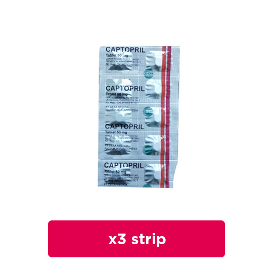 Captopril 50 mg 3 Strip (10 Tablet/Strip) - Obat Rutin