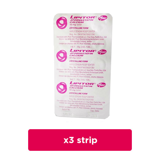 Lipitor 10 mg 3 Strip (10 Tablet/Strip) - Obat Rutin