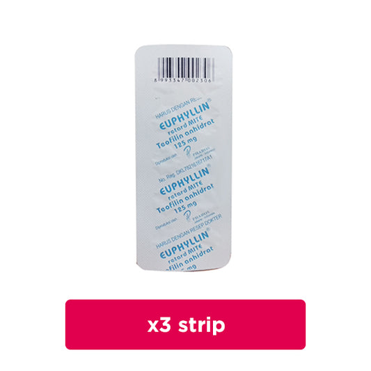 Euphyllin Retard Mite 125 mg 3 Strip (10 Tablet/Strip) - Obat Rutin